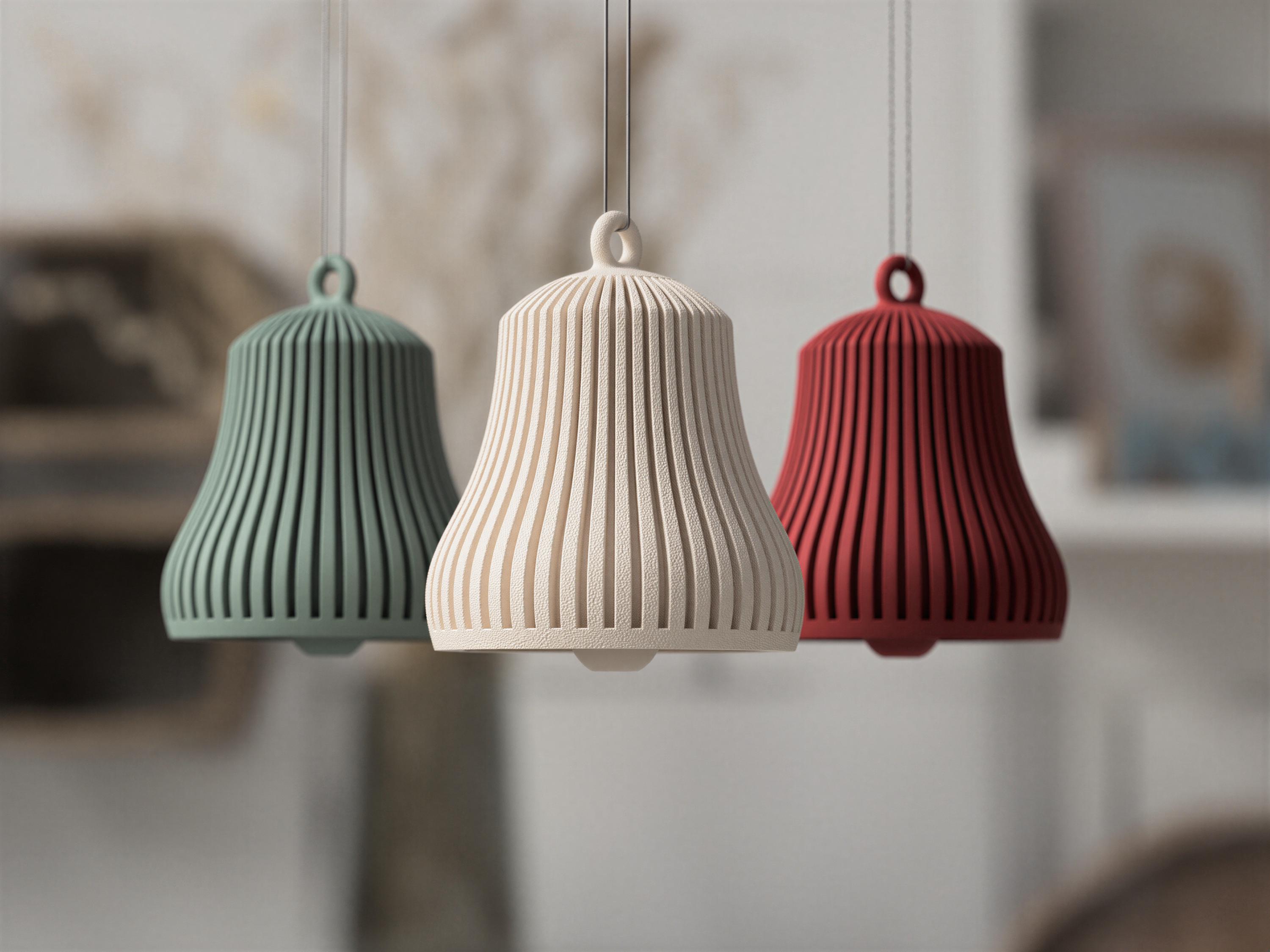 Modern Ribbed Bell Christmas Ornament – Minimalist Sage Green Matte Holiday Tree Decoration – Scandinavian Set